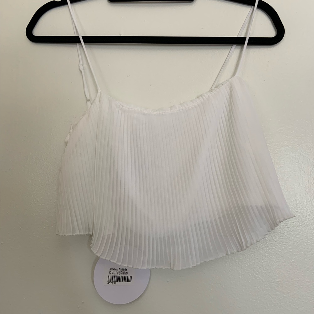 Princess Polly White Pleated Crop Top